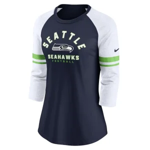 Seattle seahawks nike womens fashion 34 sleeve lightweight raglan fashion t shirt Navy S