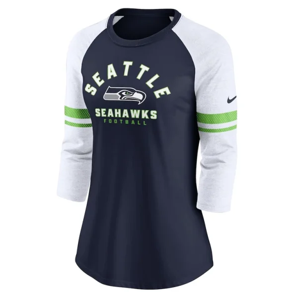 Seattle seahawks nike womens fashion 34 sleeve lightweight raglan fashion t shirt Navy S