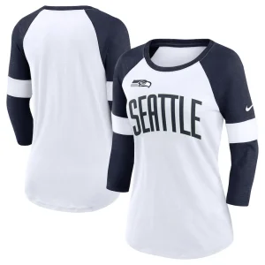 Seattle seahawks nike womens football pride raglan 34 sleeve t shirt Whiteheather college navy