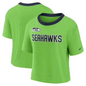 Seattle seahawks nike womens high hip fashion cropped top Neon green