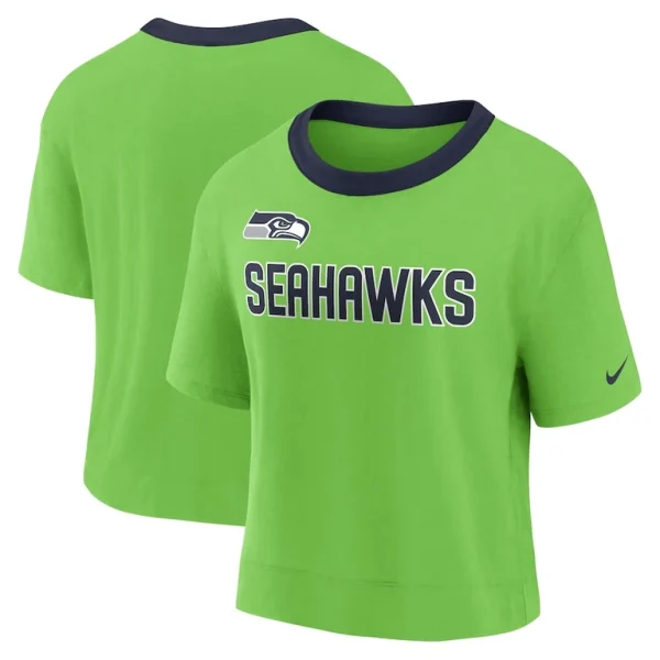 Seattle seahawks nike womens high hip fashion cropped top Neon green