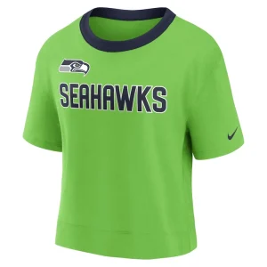 Seattle seahawks nike womens high hip fashion cropped top Neon green S