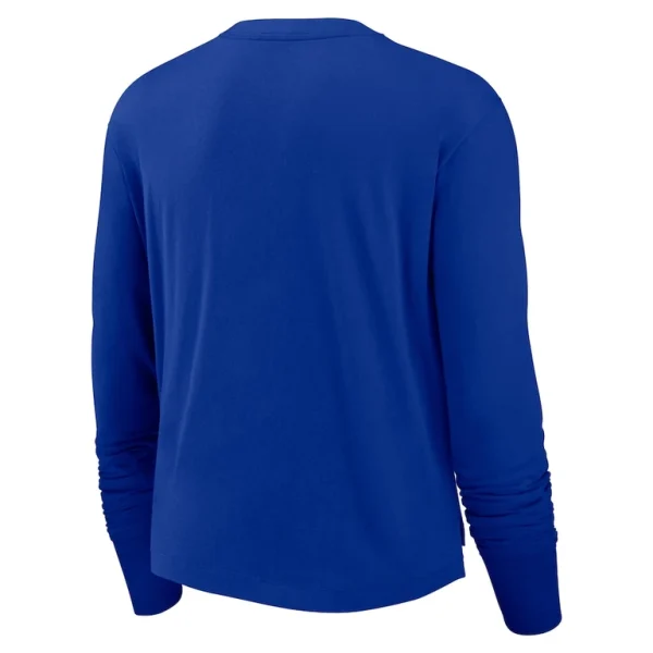 Seattle seahawks nike womens layered logo cropped long sleeve fashion t shirt Royal M