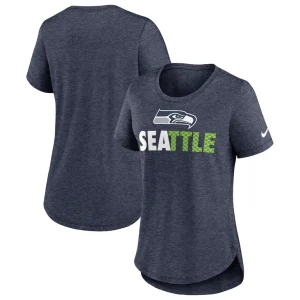 Seattle seahawks nike womens local fashion tri blend t shirt Heather college navy