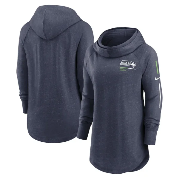 Seattle seahawks nike womens minimal statement lightweight raglan funnel neck pullover hoodie College navy