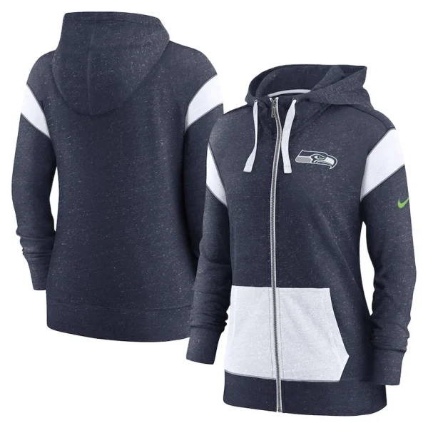 Seattle seahawks nike womens plus size monaco full zip lightweight hoodie College navywhite