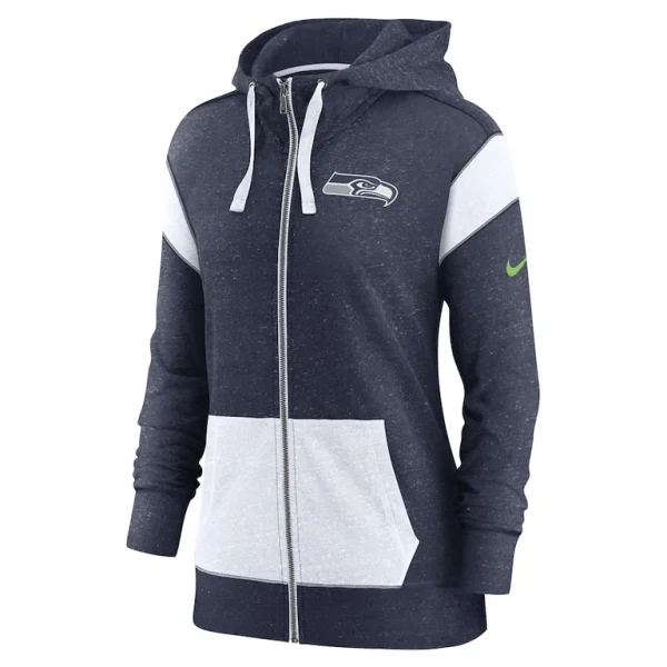 Seattle seahawks nike womens plus size monaco full zip lightweight hoodie College navywhite Plus 2X