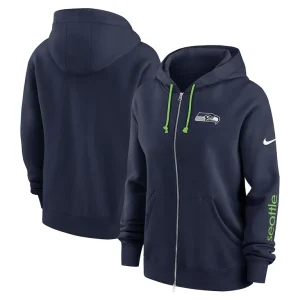 Seattle seahawks nike womens plus size phoenix full zip hoodie College navy