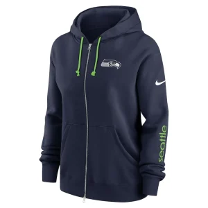 Seattle seahawks nike womens plus size phoenix full zip hoodie College navy Plus 2X