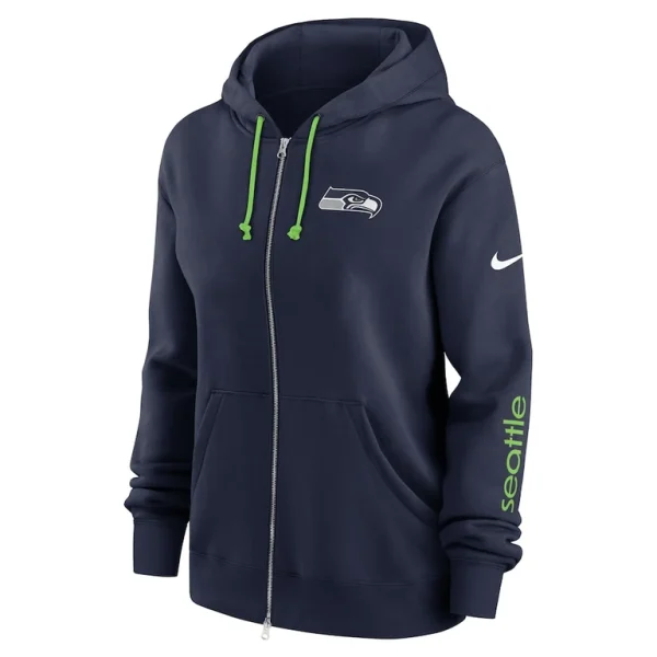 Seattle seahawks nike womens plus size phoenix full zip hoodie College navy Plus 2X