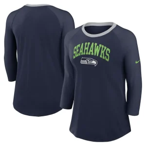 Seattle seahawks nike womens raglan 34 sleeve t shirt College navy