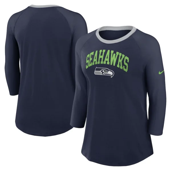 Seattle seahawks nike womens raglan 34 sleeve t shirt College navy