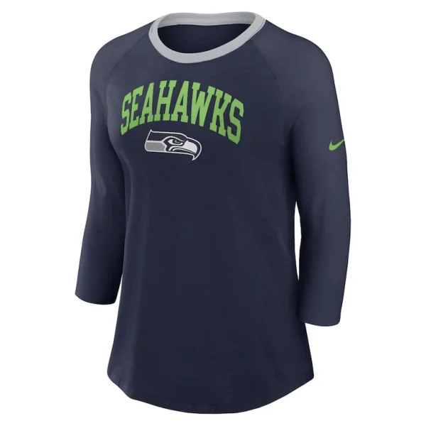 Seattle seahawks nike womens raglan 34 sleeve t shirt College navy S