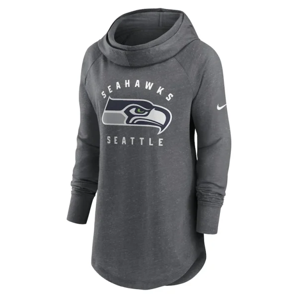 Seattle seahawks nike womens raglan funnel neck pullover hoodie Heather charcoal S