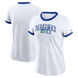 Seattle seahawks nike womens rewind distressed tri blend ringer t shirt White