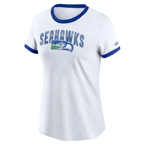 Seattle seahawks nike womens rewind distressed tri blend ringer t shirt White S