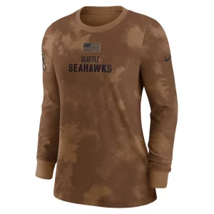 Seattle seahawks nike womens salute to service long sleeve t shirt Brown S