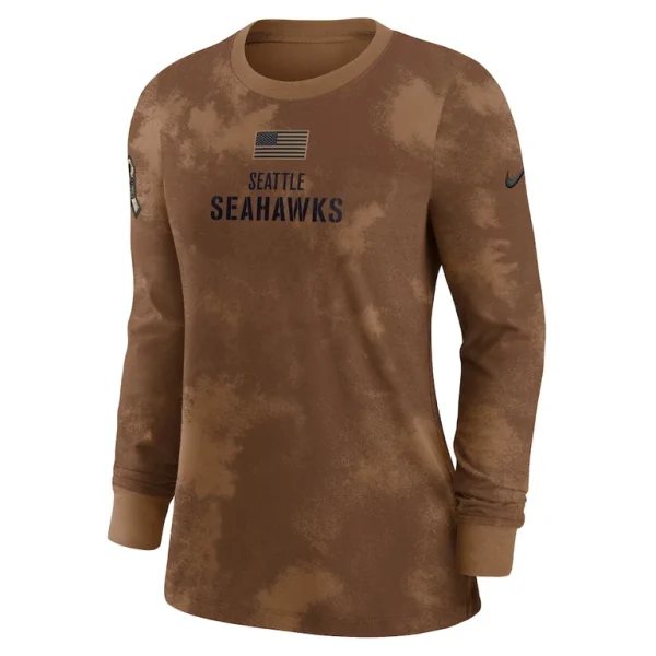 Seattle seahawks nike womens salute to service long sleeve t shirt Brown S
