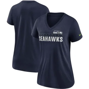 Seattle seahawks nike womens team name logo v neck tri blend t shirt College navy