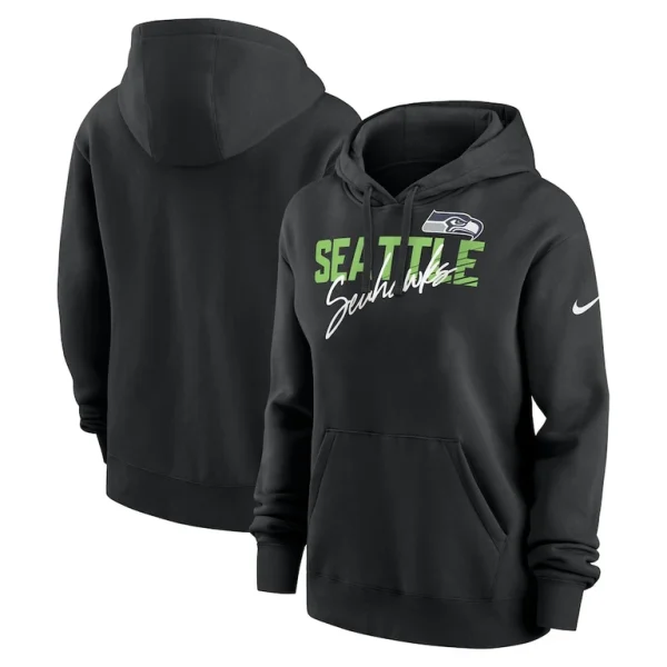 Seattle seahawks nike womens wordmark club fleece pullover hoodie Black