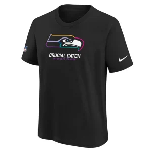 Seattle seahawks nike youth 2024 nfl crucial catch t shirt Black Yth M