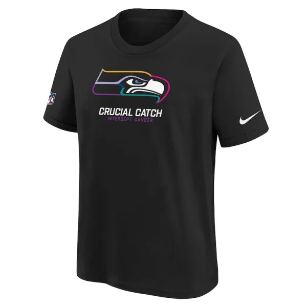 Seattle seahawks nike youth 2024 nfl crucial catch t shirt Black Yth M
