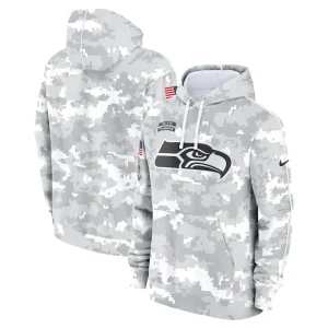 Seattle seahawks nike youth 2024 salute to service pullover hoodie Whitegray