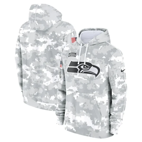 Seattle seahawks nike youth 2024 salute to service pullover hoodie Whitegray