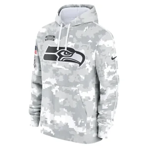 Seattle seahawks nike youth 2024 salute to service pullover hoodie Whitegray Yth M