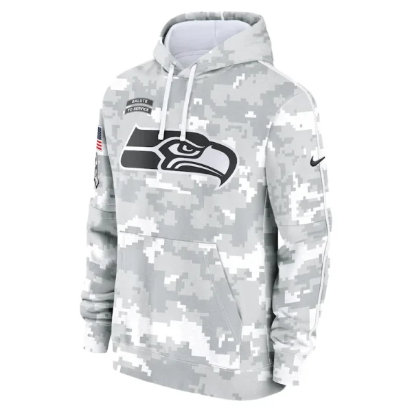 Seattle seahawks nike youth 2024 salute to service pullover hoodie Whitegray Yth M