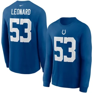 Shaquille leonard indianapolis colts nike player name number long sleeve t shirt Royal