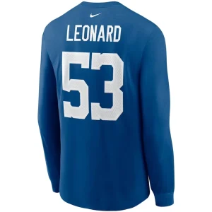 Shaquille leonard indianapolis colts nike player name number long sleeve t shirt Royal L
