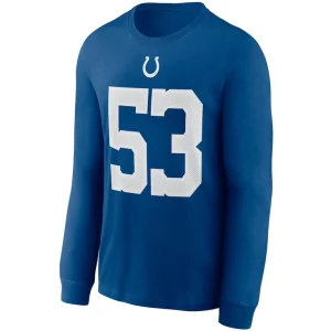 Shaquille leonard indianapolis colts nike player name number long sleeve t shirt Royal M
