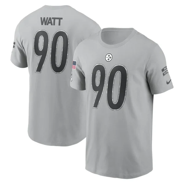 T.j. watt pittsburgh steelers nike 2024 salute to service name number t shirt Gray