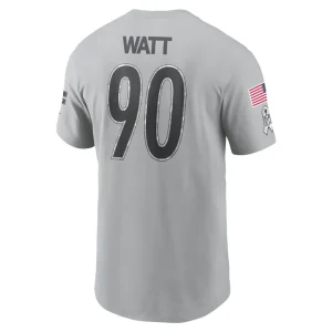 T.j. watt pittsburgh steelers nike 2024 salute to service name number t shirt Gray L