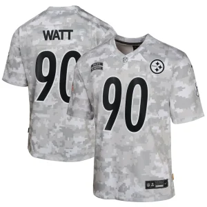 T.j. watt pittsburgh steelers nike youth 2024 salute to service game jersey Arctic camo