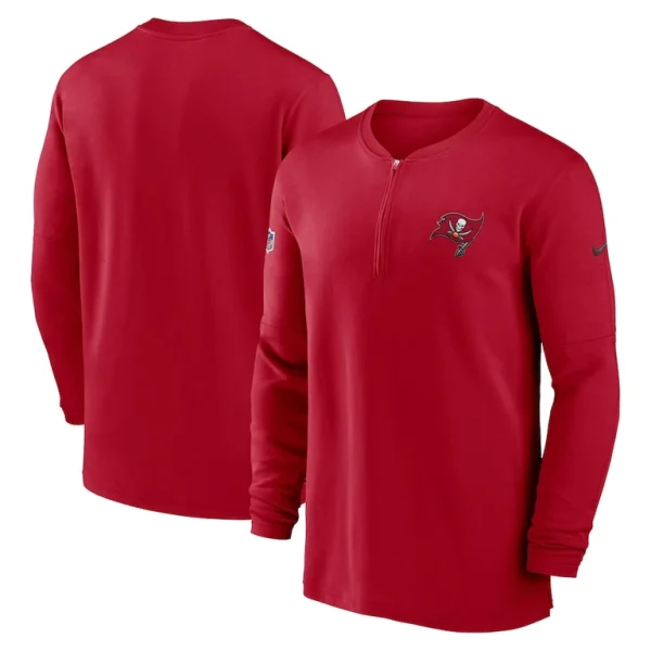 Tampa bay buccaneers nike 2023 sideline performance long sleeve tri blend quarter zip top Red