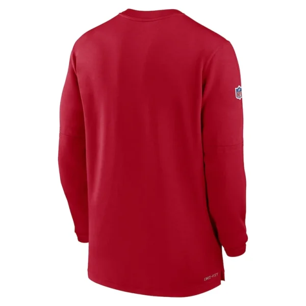 Tampa bay buccaneers nike 2023 sideline performance long sleeve tri blend quarter zip top Red L