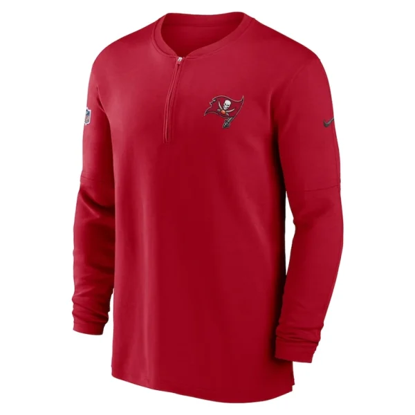 Tampa bay buccaneers nike 2023 sideline performance long sleeve tri blend quarter zip top Red M