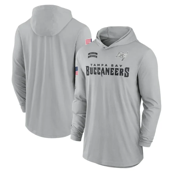 Tampa bay buccaneers nike 2024 salute to service lightweight performance long sleeve hooded t shirt Gray