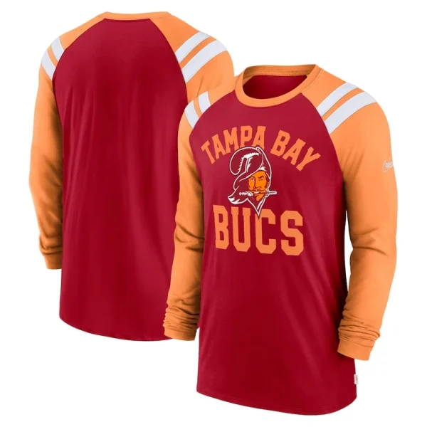 Tampa bay buccaneers nike classic arc raglan tri blend long sleeve t shirt Redorange