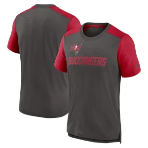 Tampa bay buccaneers nike color block team name t shirt Heathered pewterheathered red