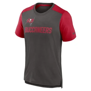 Tampa bay buccaneers nike color block team name t shirt Heathered pewterheathered red M