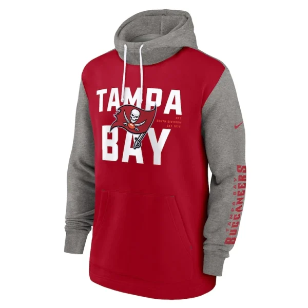 Tampa bay buccaneers nike fashion color block pullover hoodie Red M