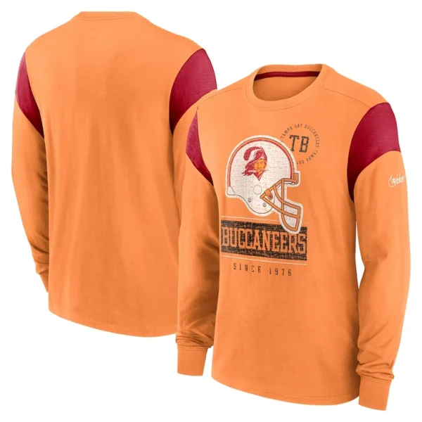 Tampa bay buccaneers nike rewind playback helmet long sleeve t shirt Heather orange