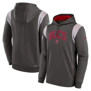 Tampa bay buccaneers nike sideline athletic stack performance pullover hoodie pewter Multi