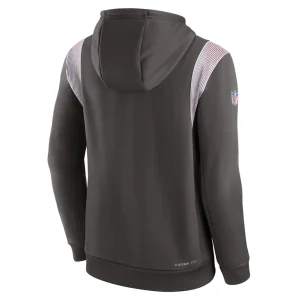 Tampa bay buccaneers nike sideline athletic stack performance pullover hoodie pewter Multi L