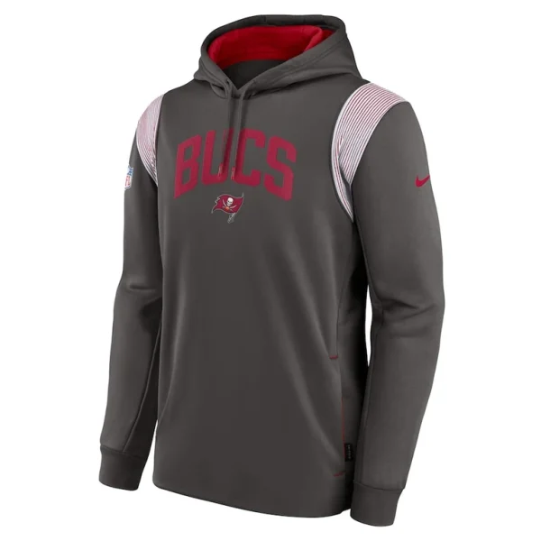 Tampa bay buccaneers nike sideline athletic stack performance pullover hoodie pewter Multi M