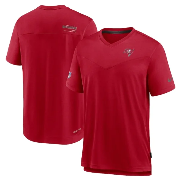 Tampa bay buccaneers nike sideline coach chevron lock up logo v neck performance t shirt Red