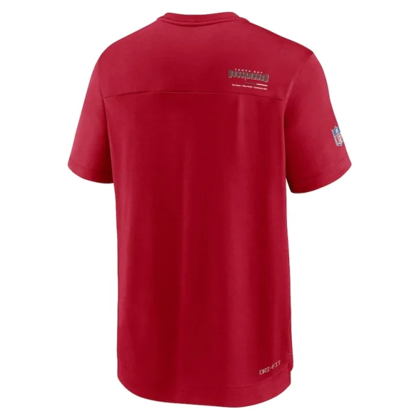 Tampa bay buccaneers nike sideline coach chevron lock up logo v neck performance t shirt Red M
